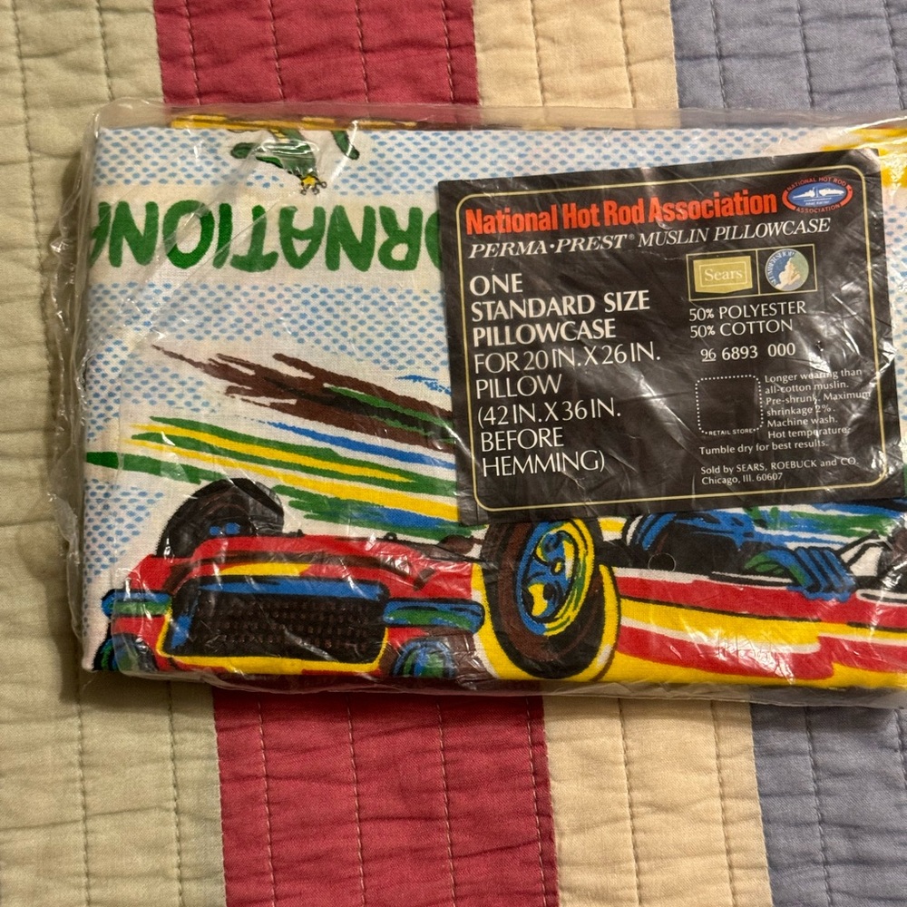 Vintage 1970s NHRA gatornationals pillow case NWOT